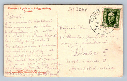Pohlednice MASARYK V LIPSKU MEZI KOLEGY  STUDENTY V ROCE 1874 (ST3264)