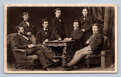 Pohlednice MASARYK V LIPSKU MEZI KOLEGY  STUDENTY V ROCE 1874 (ST3264)