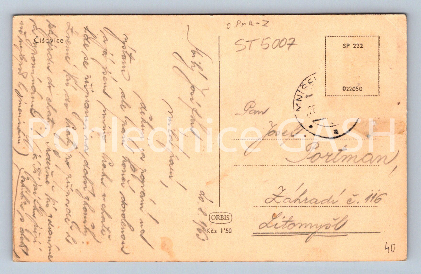 Postcard ČIŠOVICE (ST5007)