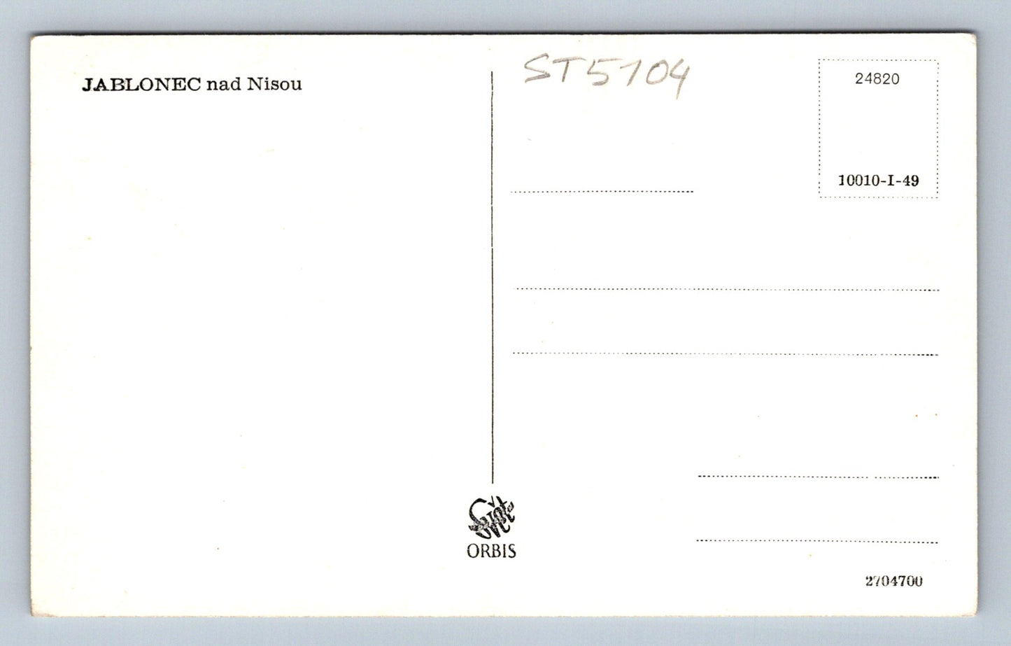 Postcard JABLONEC NAD NISOU (ST5104)