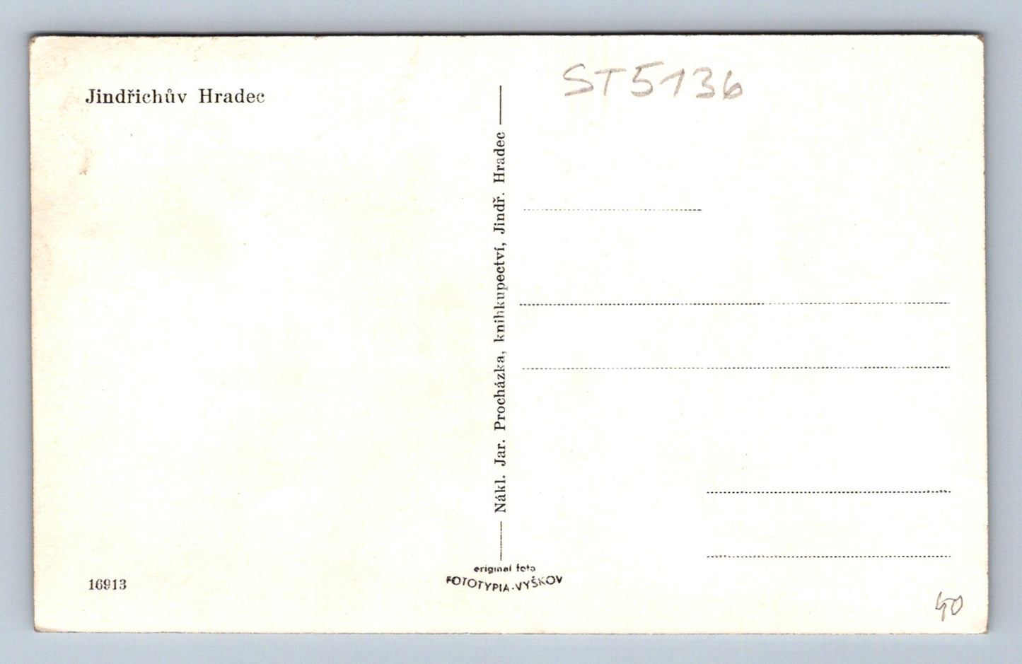 Postcard JINDŘICHŮV HRADEC (ST5136)
