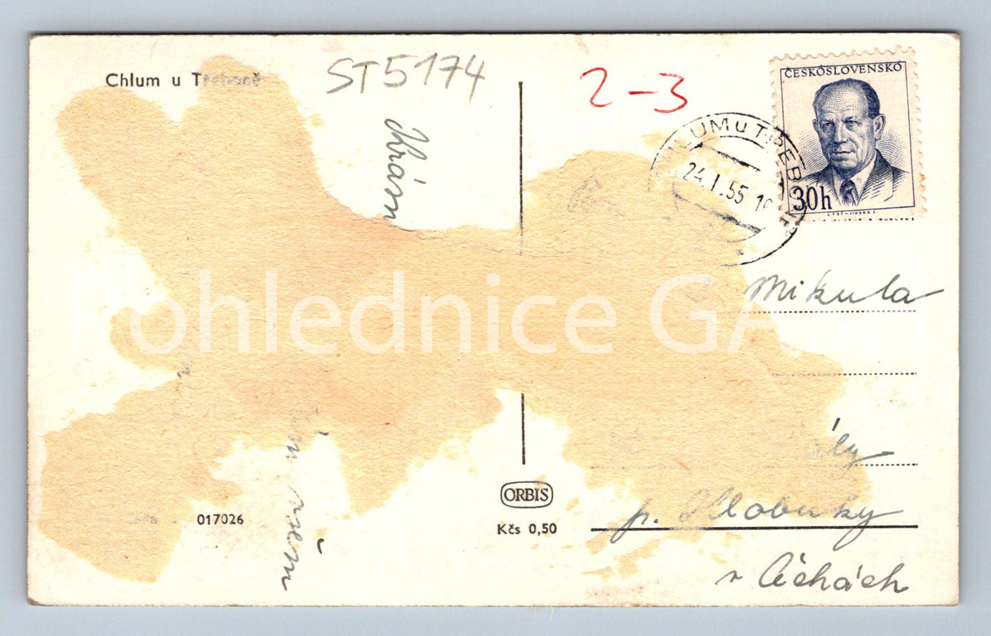 Postcard CHLUM U TŘEBONĚ (ST5174)