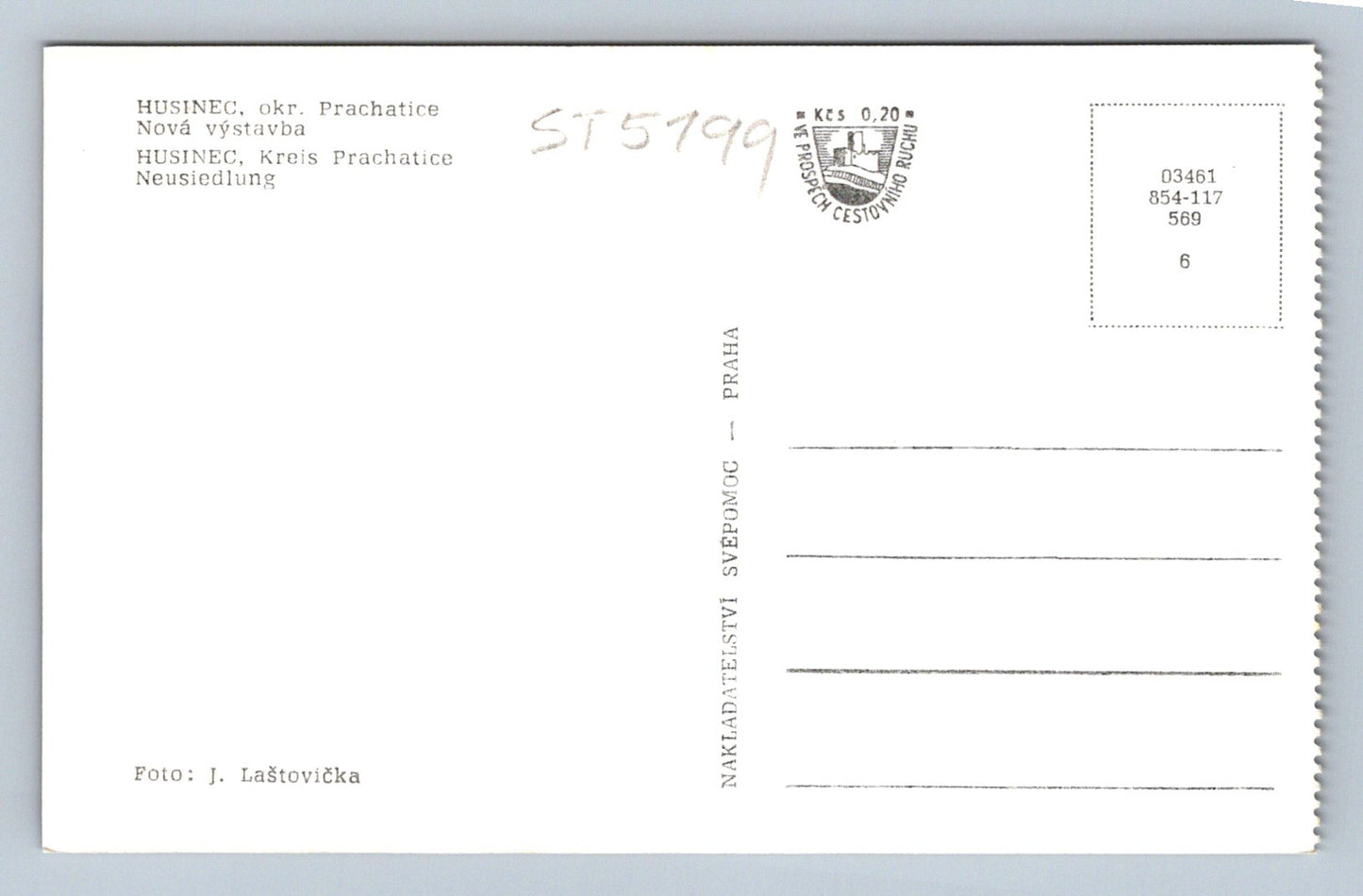 Postcard HUSINEC U PRACHATIC (ST5199)