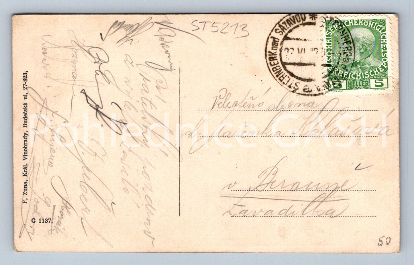 Postcard SÁZAVA (ST5213)