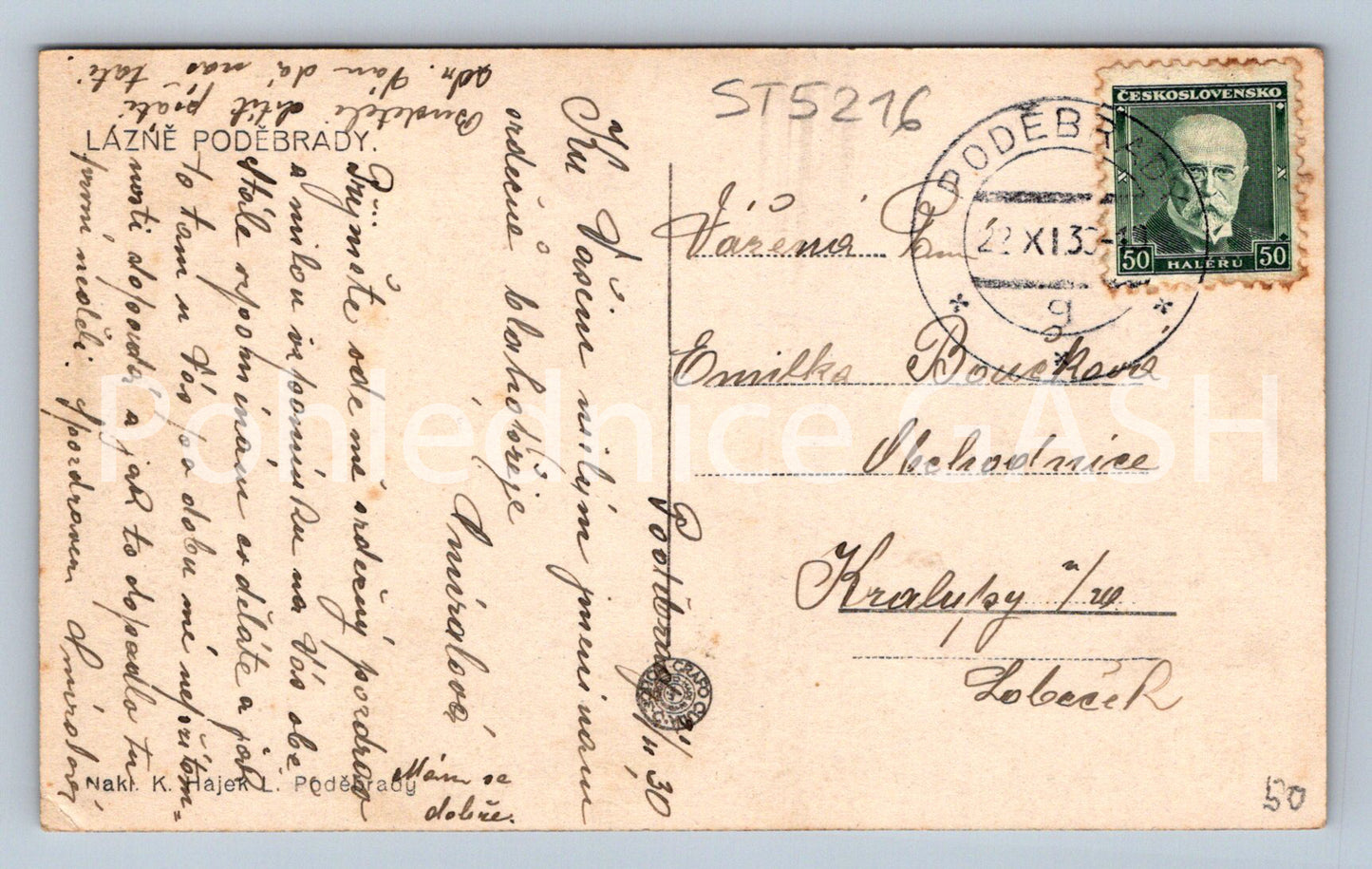 Postcard LÁZNĚ PODEBRADY (ST5216)