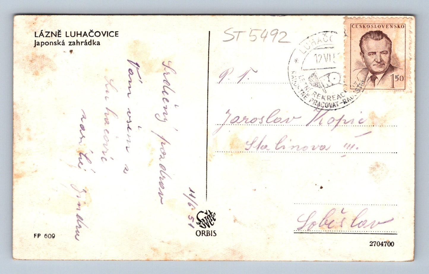 Pohlednice LÁZNĚ LUHAČOVICE (ST5492)