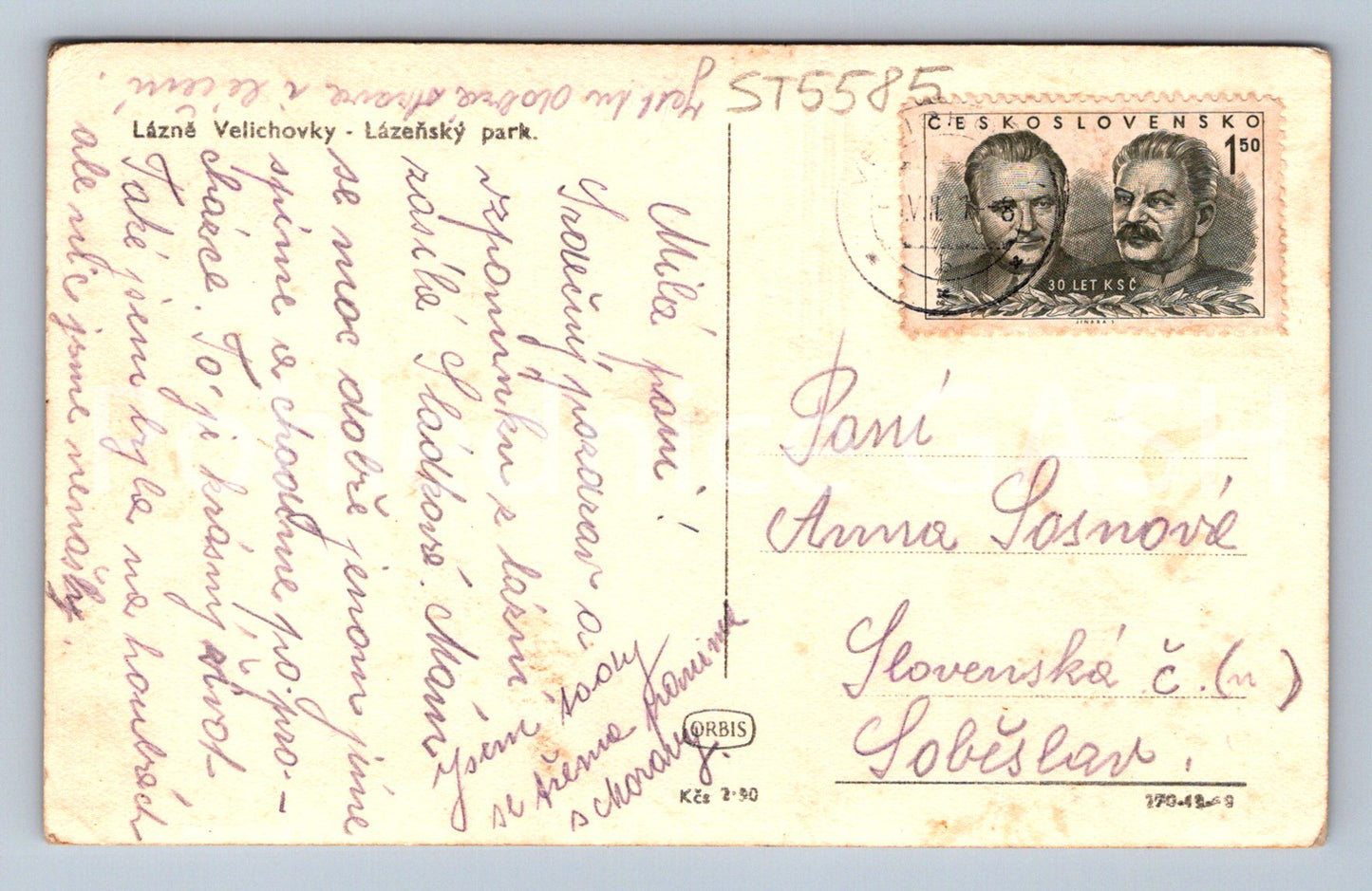 Postcard LÁZNĚ VELICHOVKY (ST5585)