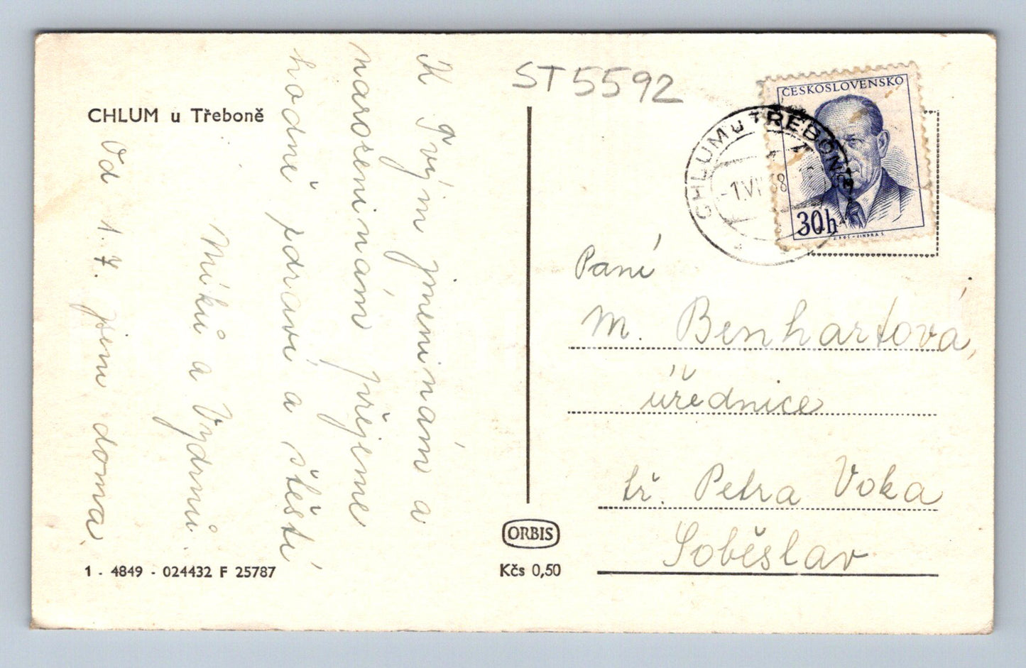 Postcard CLUM U TŘEBONĚ (ST5592)