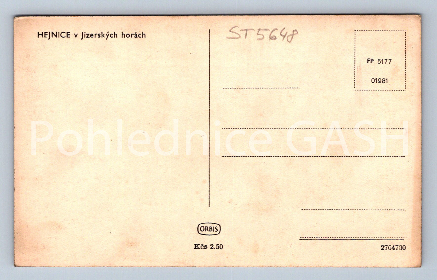 Postcard HEJNICE IN THE JIZER MOUNTAINS (ST5648)