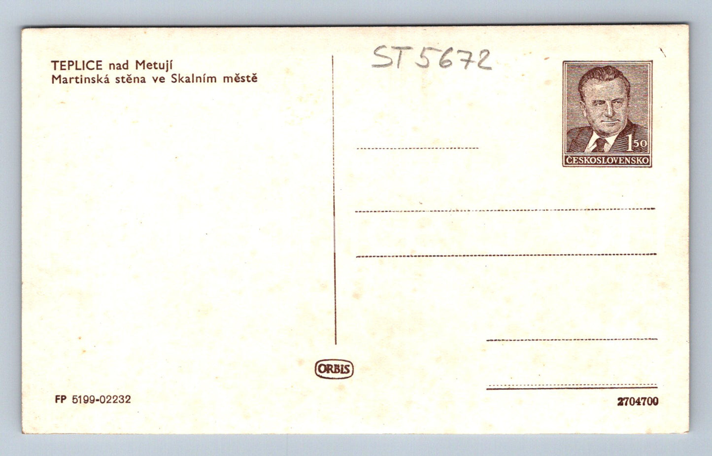 Postcard TEPLICE NAD METUJI (ST5672)