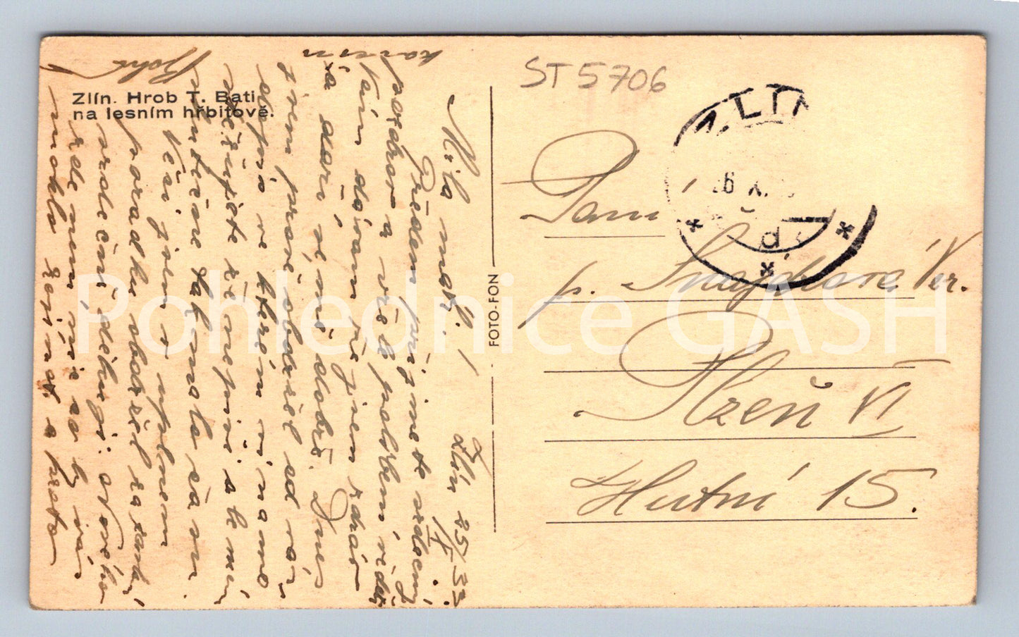 Postcard ZLÍN - GRAVE OF BAŤI REST, OUR GREAT TEACHER! (ST5706)