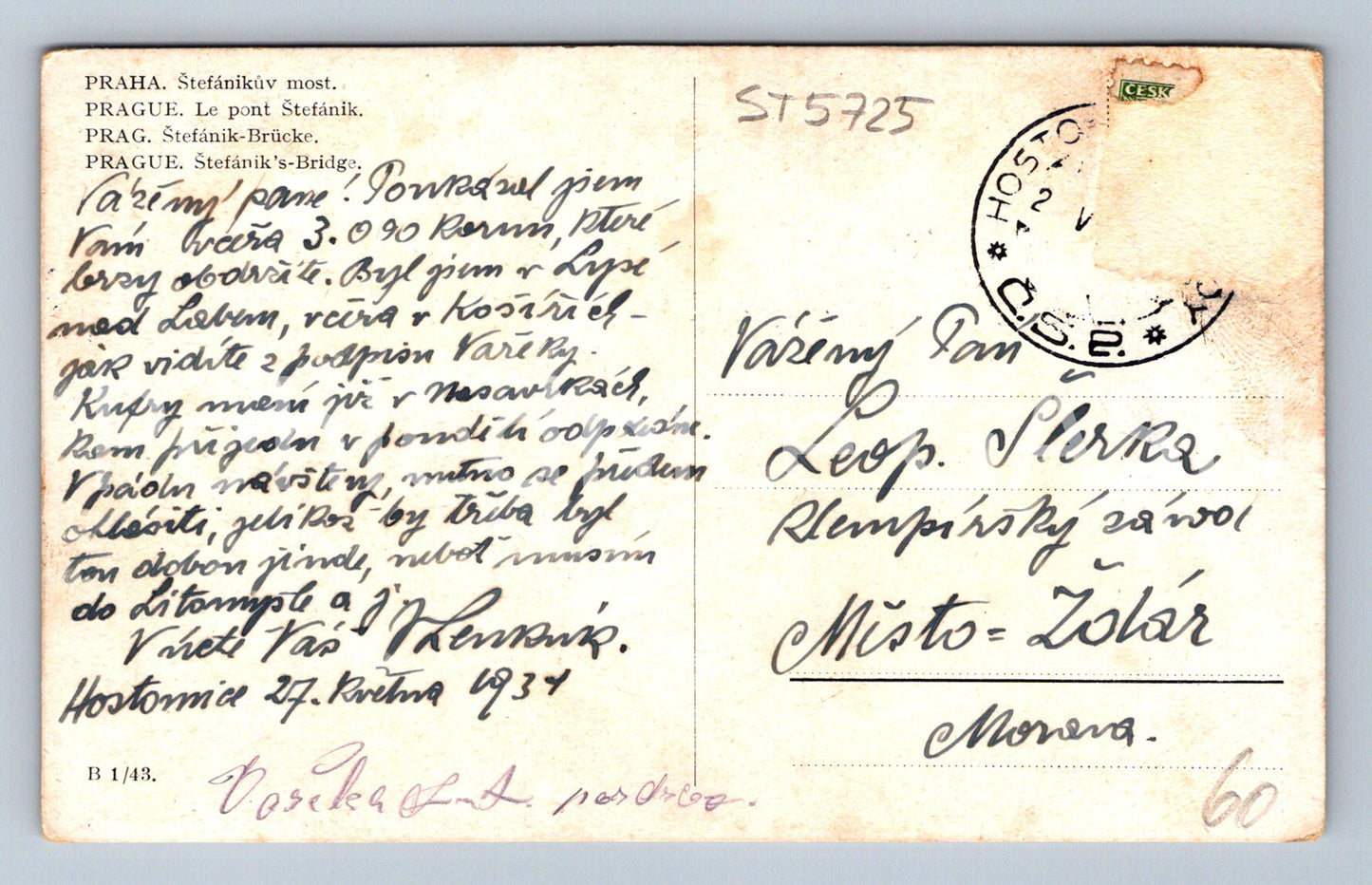 Postcard PRAGUE - ŠTEFÁNIKŮV MOST (ST5725)