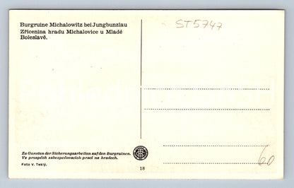 Postcard RUINS OF MICHALOVICE CASTLE NEAR MLADA BOLESLAVA (ST5747)