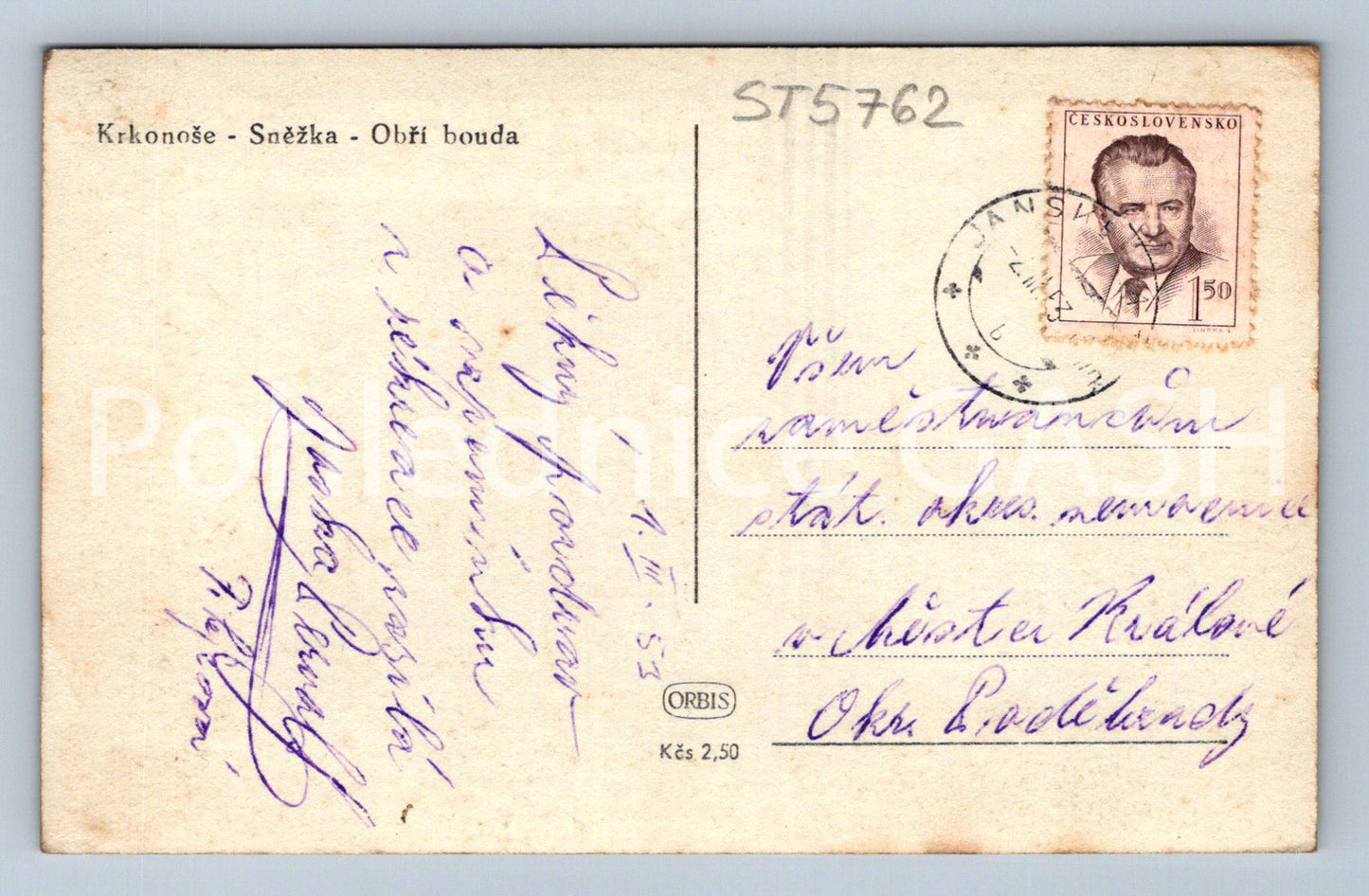 Postcard KRKONOSE (ST5762)