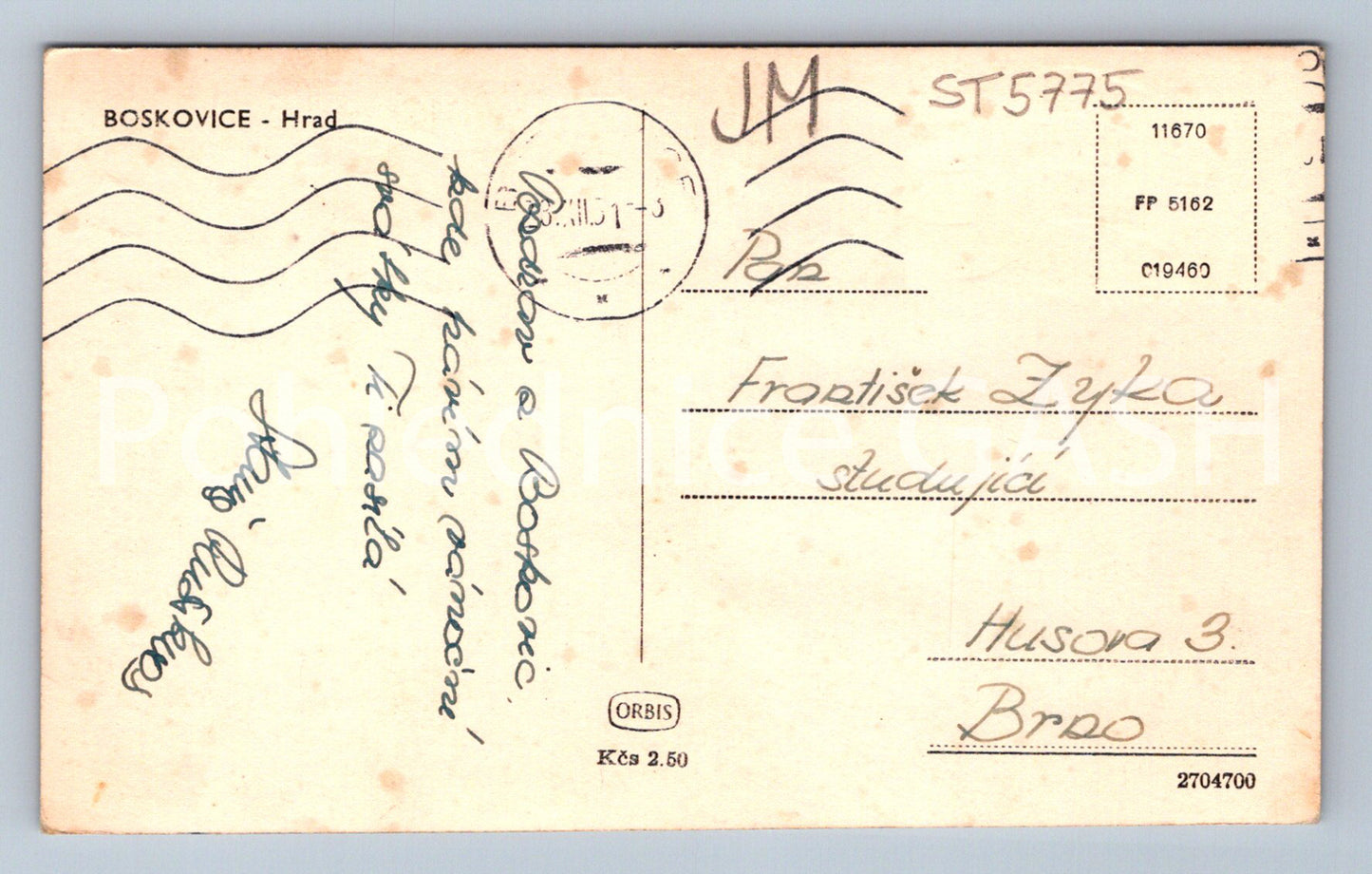 Postcard BOSKOVICE - CASTLE (ST5775)