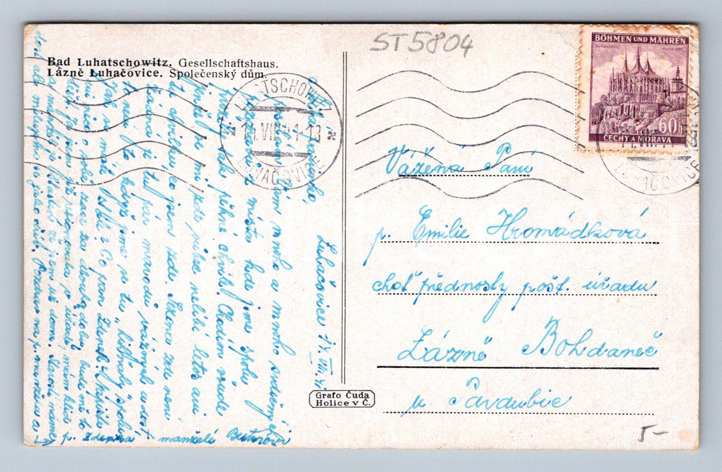 Postcard LÁZNĚ LUHAČOVICE (ST5804)