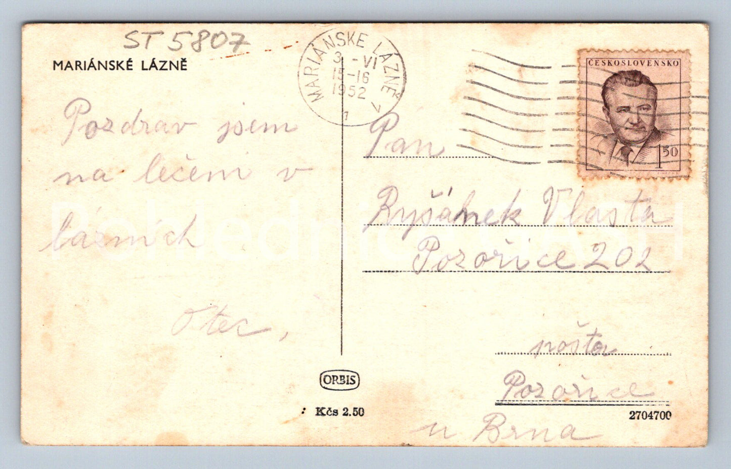 Postcard MARIANSKÉ LÁZNĚ (ST5807)