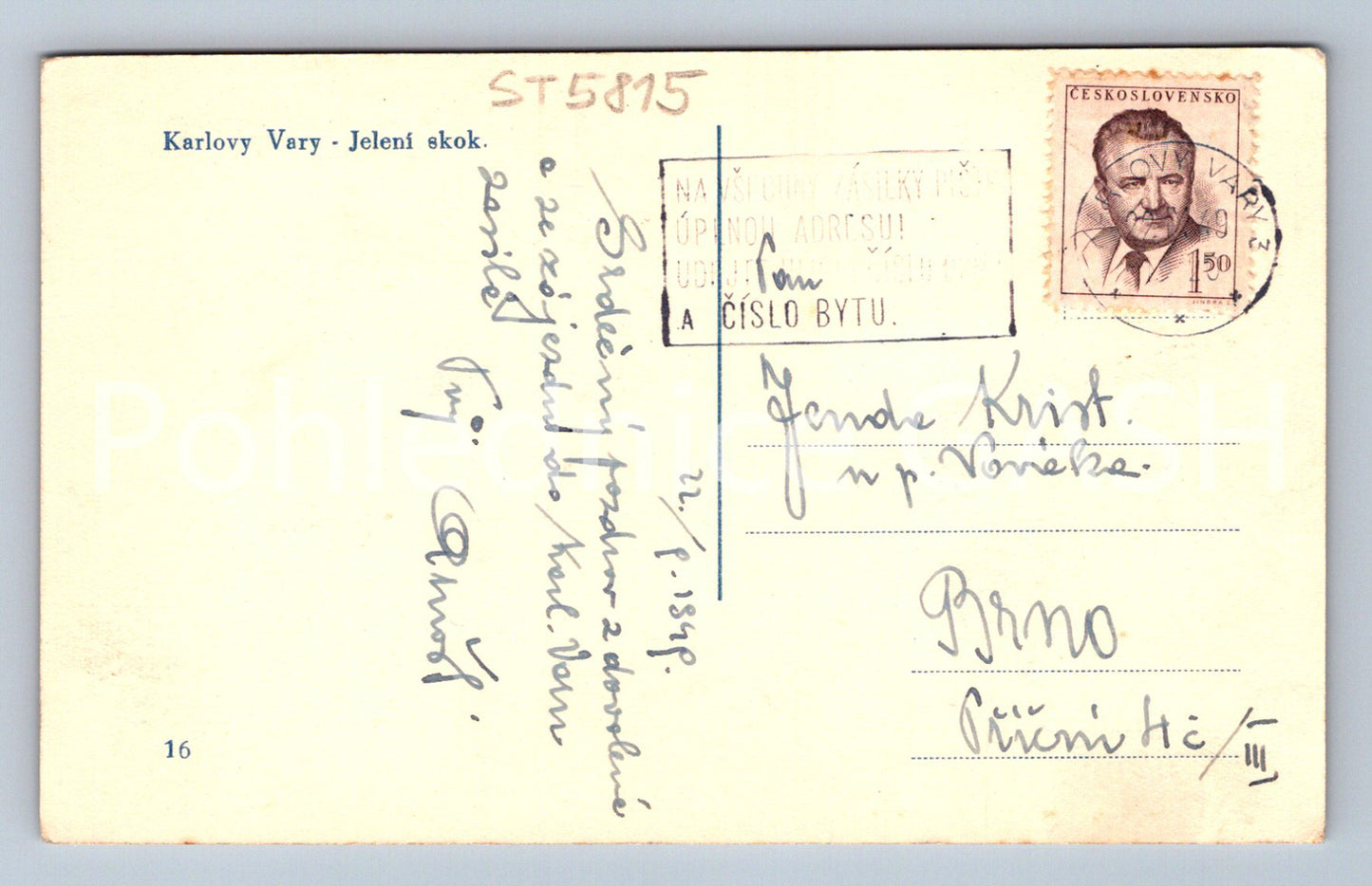 Postcard KARLOVY VARY - DEER JUMP (ST5815)