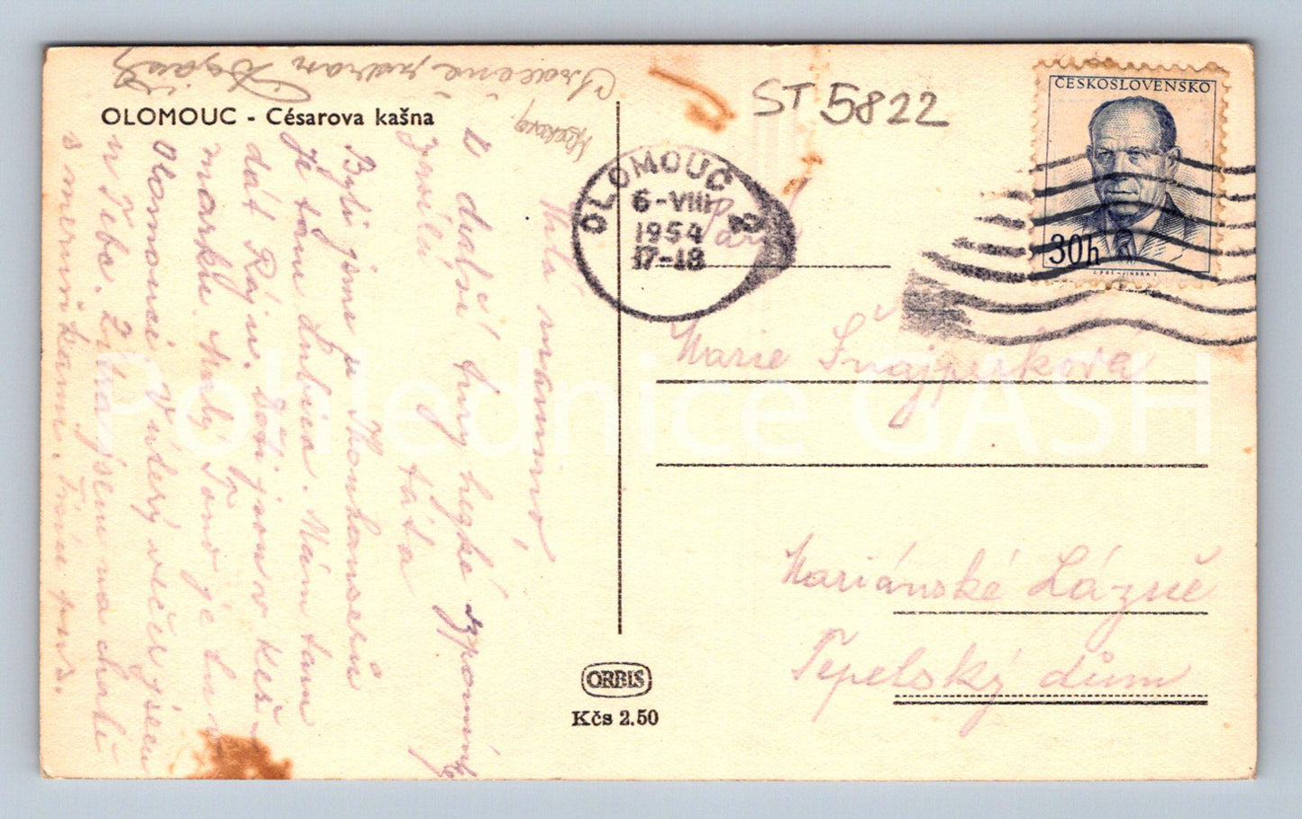 Postcard OLOMOUC - CAESAR'S FOUNTAIN (ST5822)