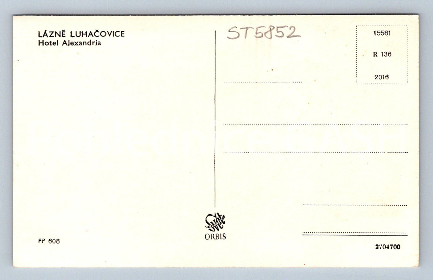 Postcard LÁZNĚ LUHAČOVICE - HOTEL ALEXANDRIA (ST5852)