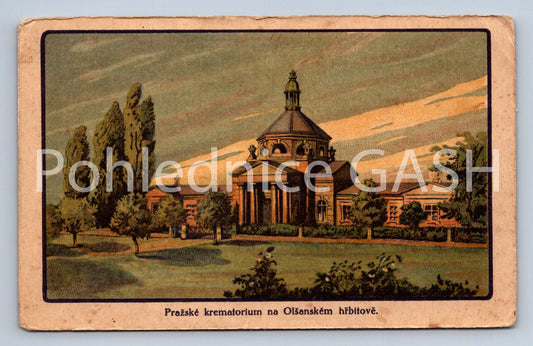 Postcard PRAGUE CREMATORIUM AT OLŠANSKY CEMETERY (ST5868)