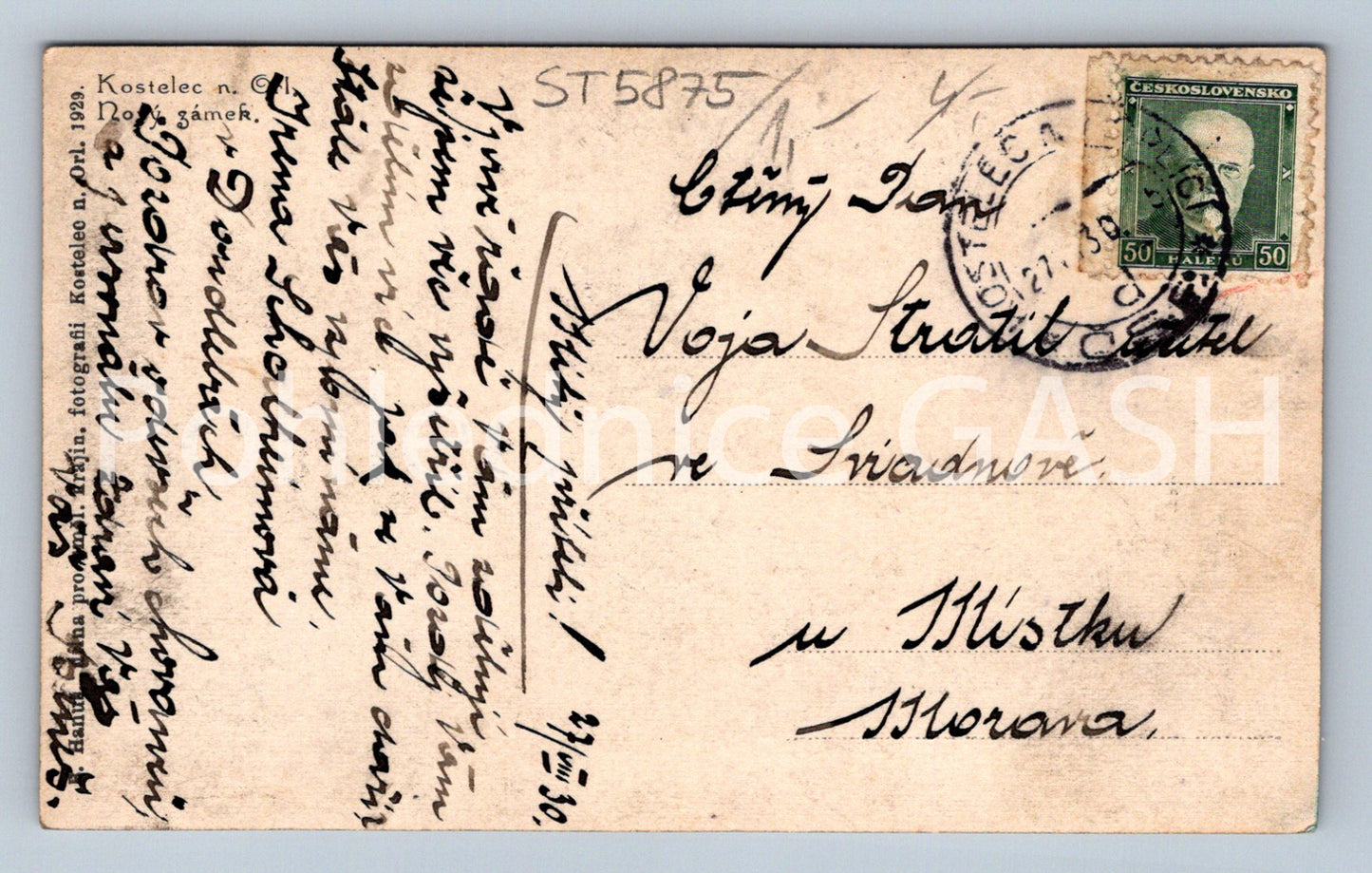 Postcard KOSTELEC N. ORL. - NEW CASTLE (ST5875)