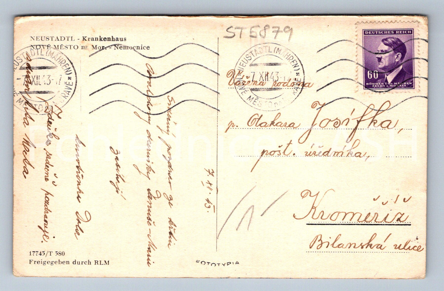 Postcard NEW CITY IN MORAVIA - HOSPITAL (ST5879)