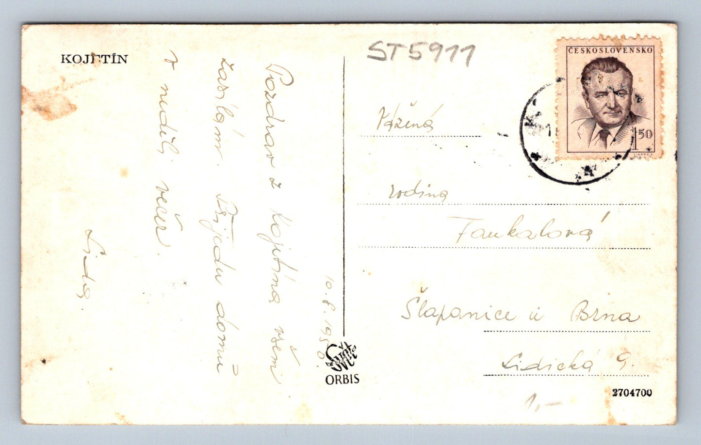 Postcard KOJETÍN (ST5911)