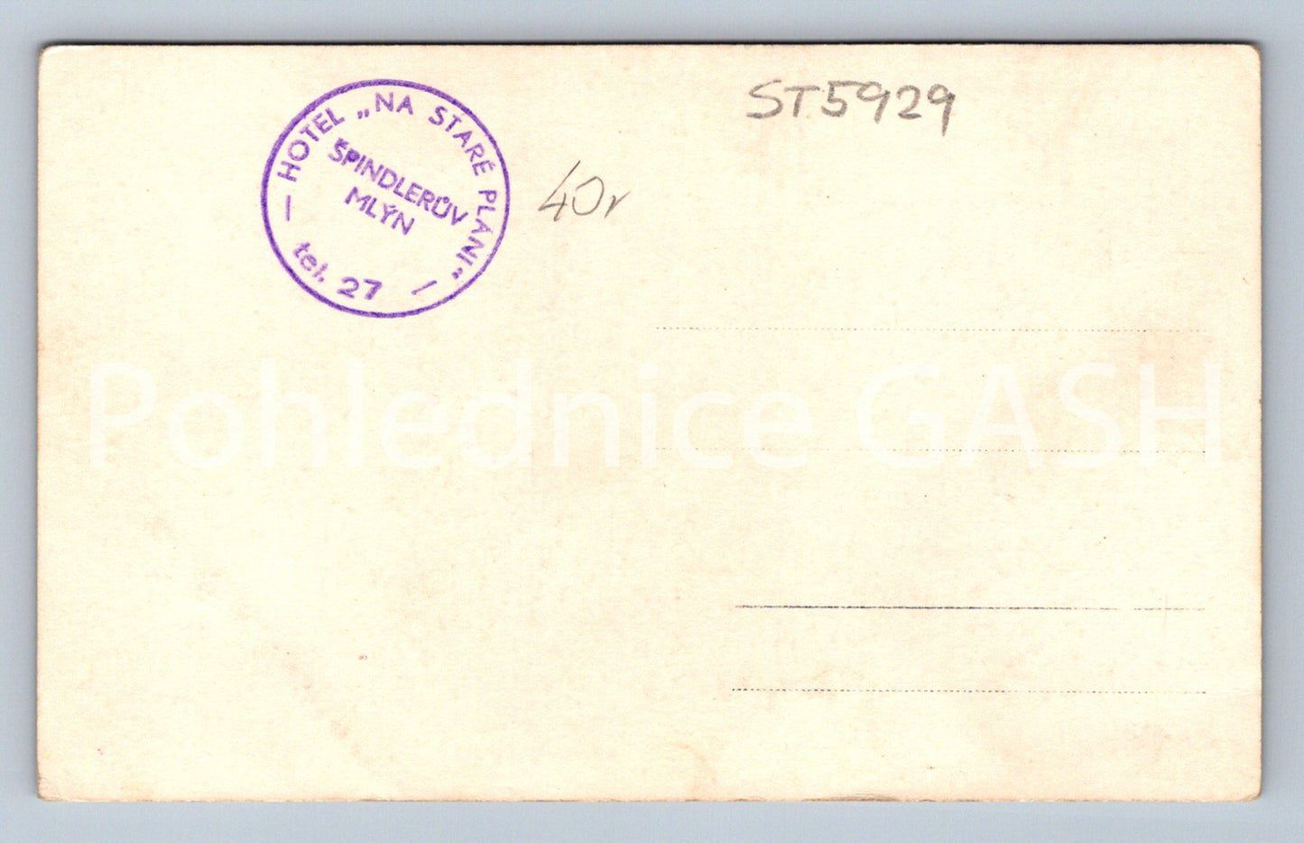 Postcard HOTEL ON THE OLD PLAN - ŠPINDLERŮV MLÝN (ST5929)