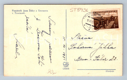 Postcard MONUMENT TO JAN ŽIŽKA OF TROCNOV IN TROCNOV (ST5936)