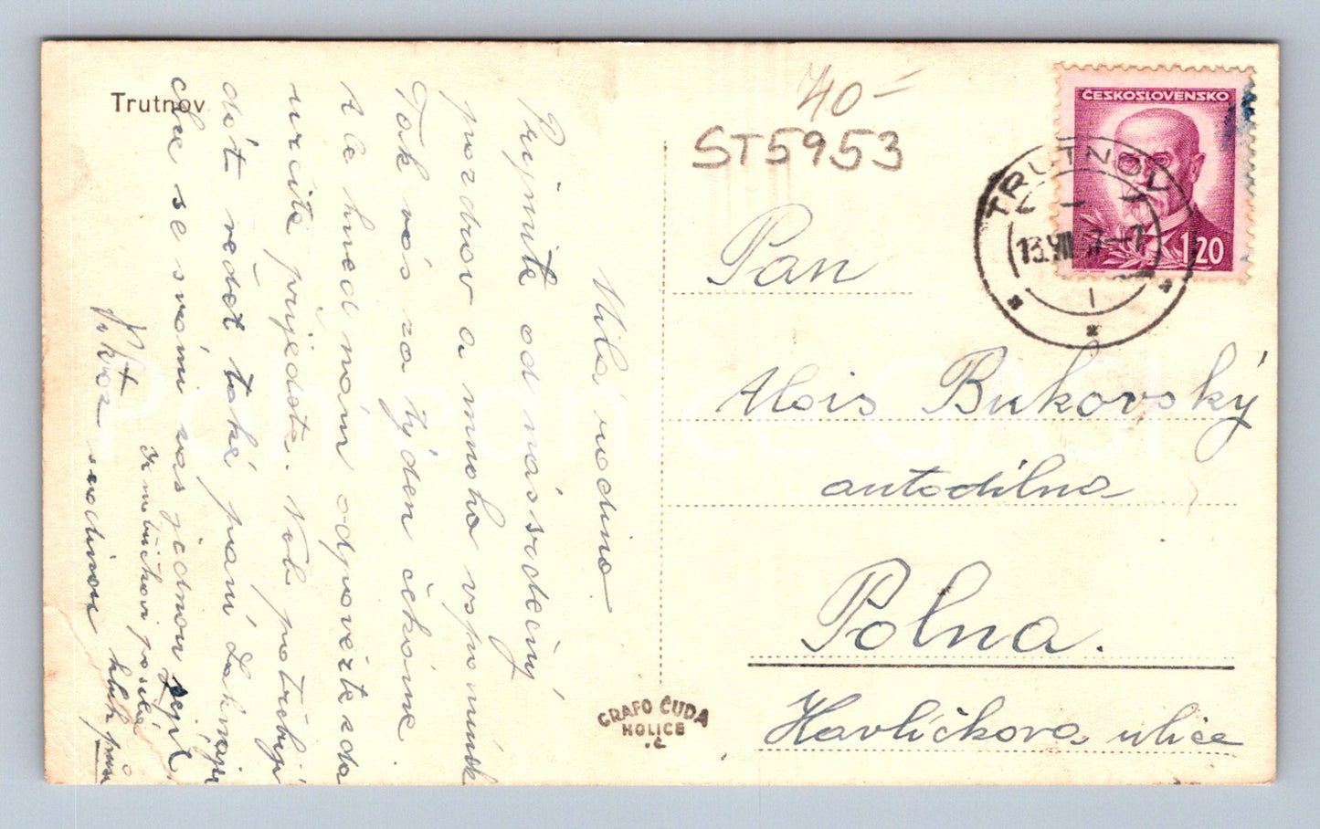 Postcard TURNOV (ST5953)