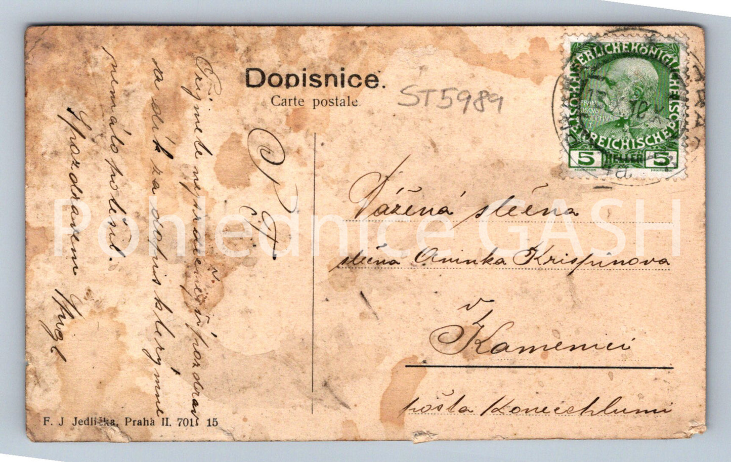 Postcard GREETINGS FROM PRAGUE - FROM LETÉ TO THE BRIDGE OF FRANCIS (ST5989)