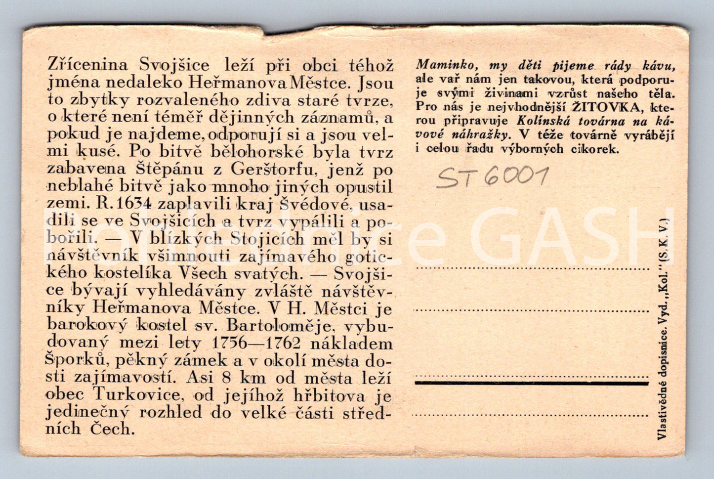 Postcard SVOJŠICE (ST6001)