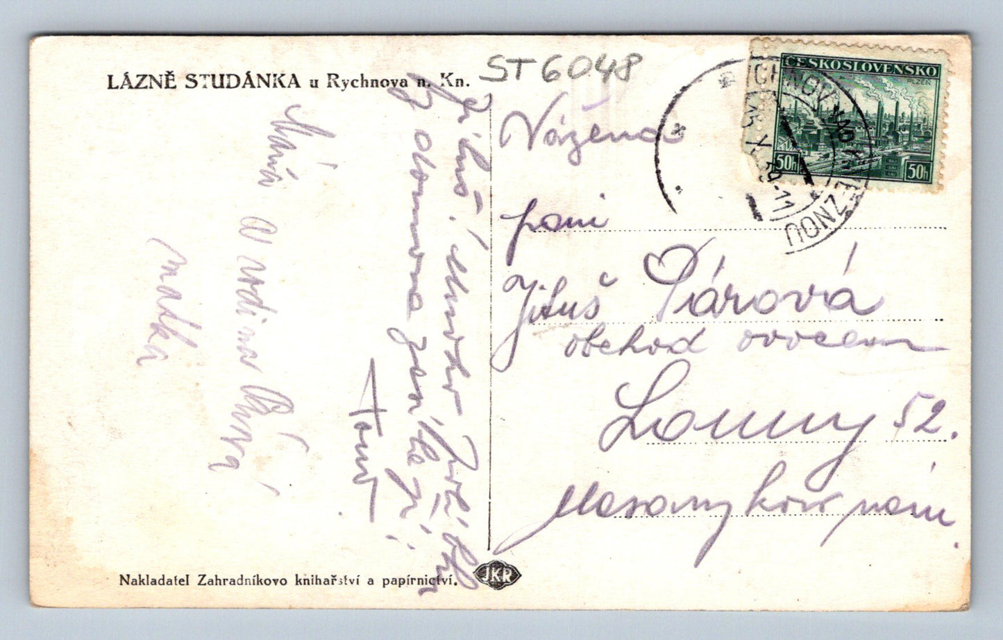 Postcard STUDÁNKA SPA AT RYCHNOVA NAD KNĚŽNOU (ST6048)