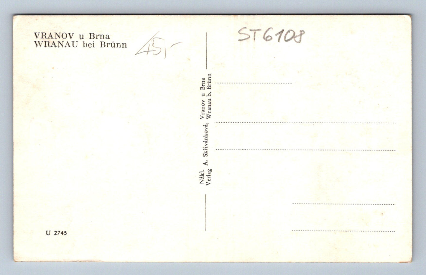 Postcard VRANOV U BRNA (ST6108)