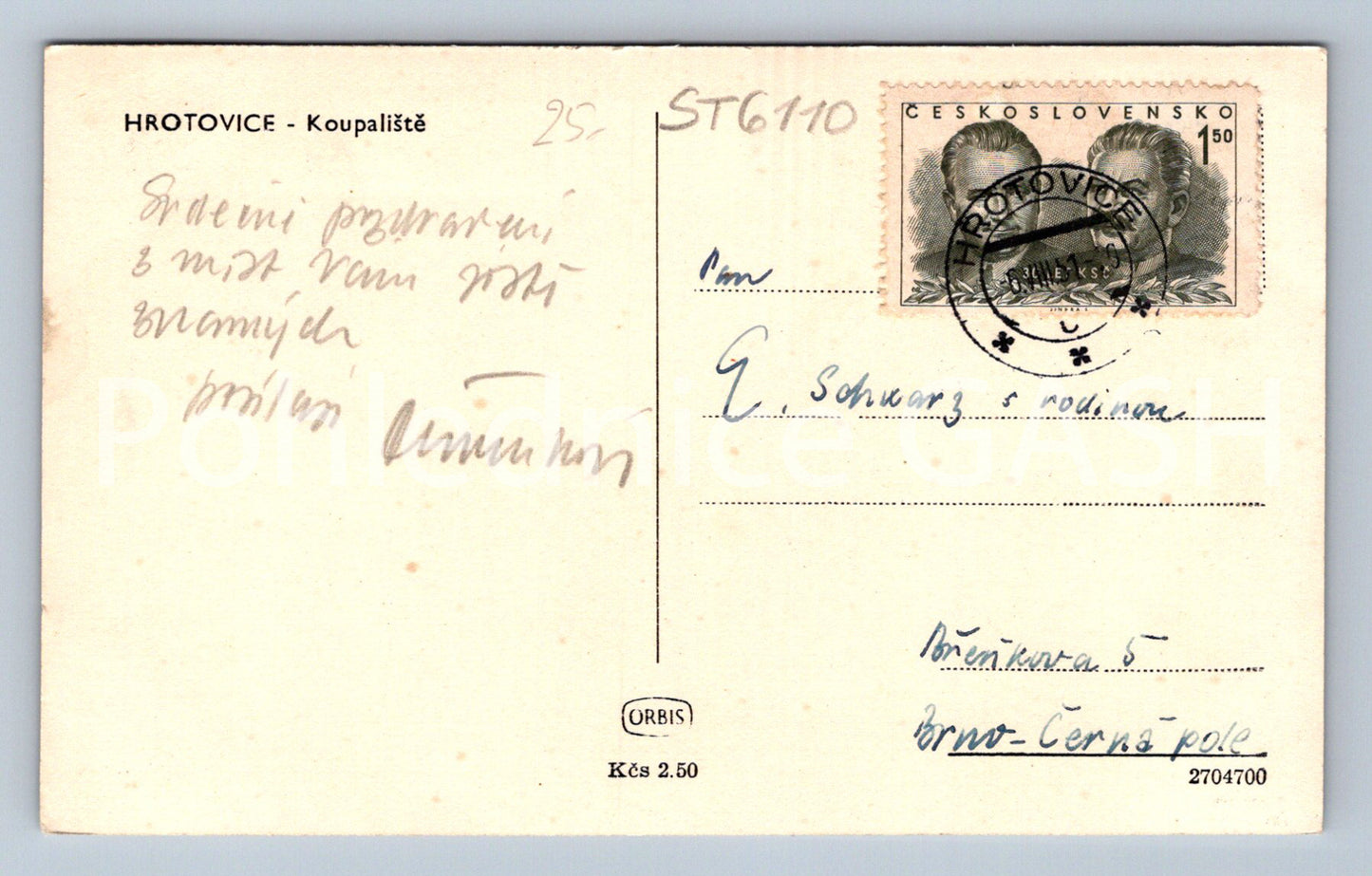 Postcard HROTOVICE (ST6110)