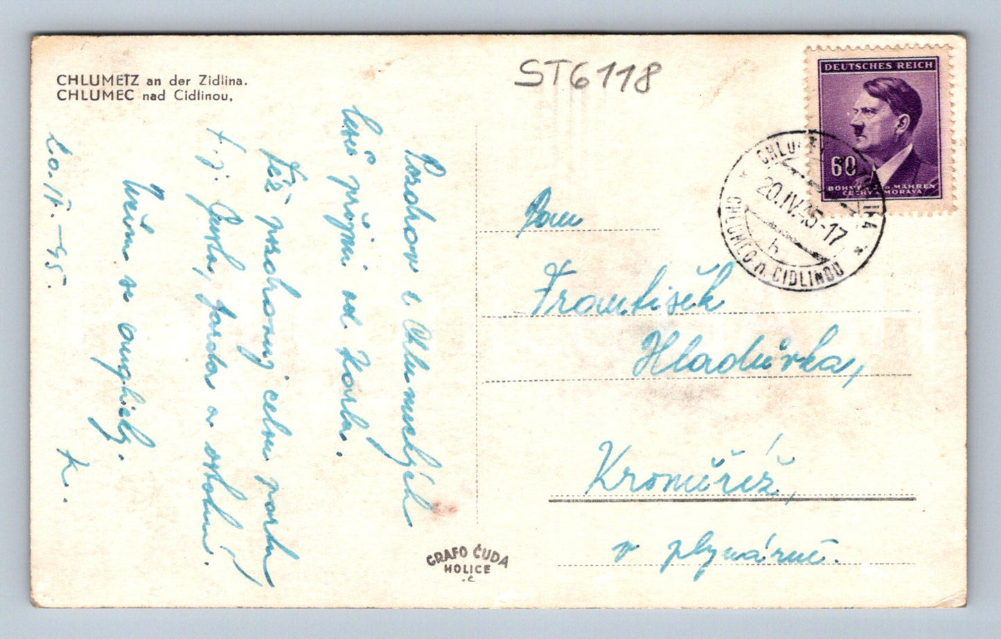 Postcard CHLUMEC NAD CIDLINOU (ST6118)