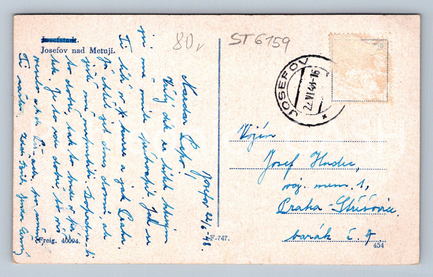 Postcard JOSEFOV NAD METUJÍ (ST6159)