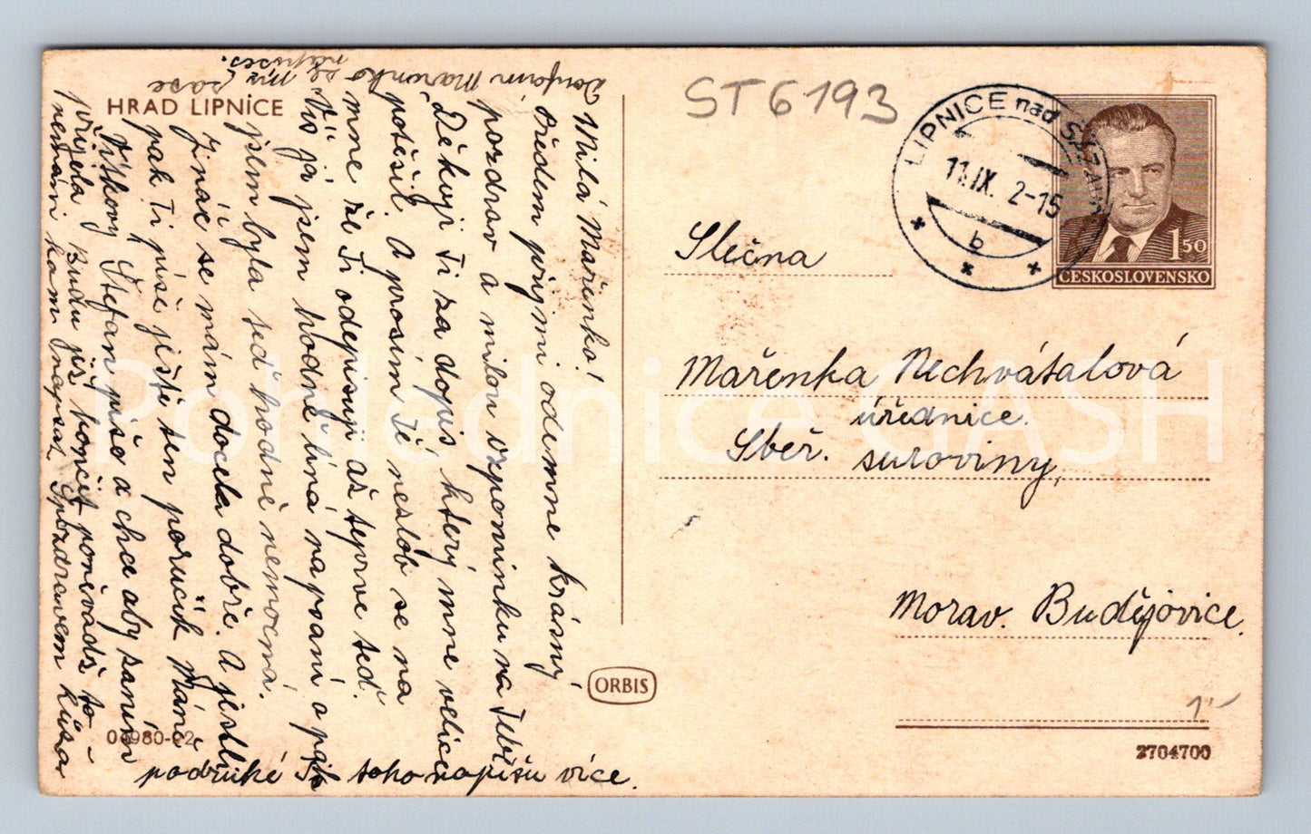 Postcard LIPNICE CASTLE (ST6193)