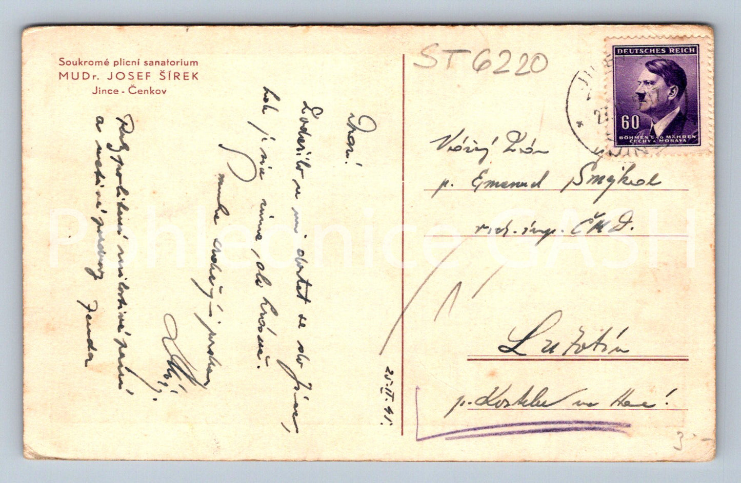 Postcard JINICE-ČENKOV (ST6220)