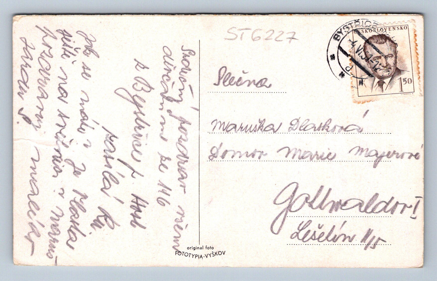 Postcard BYSTŘICE POD HOSTÝNEM (ST6227)