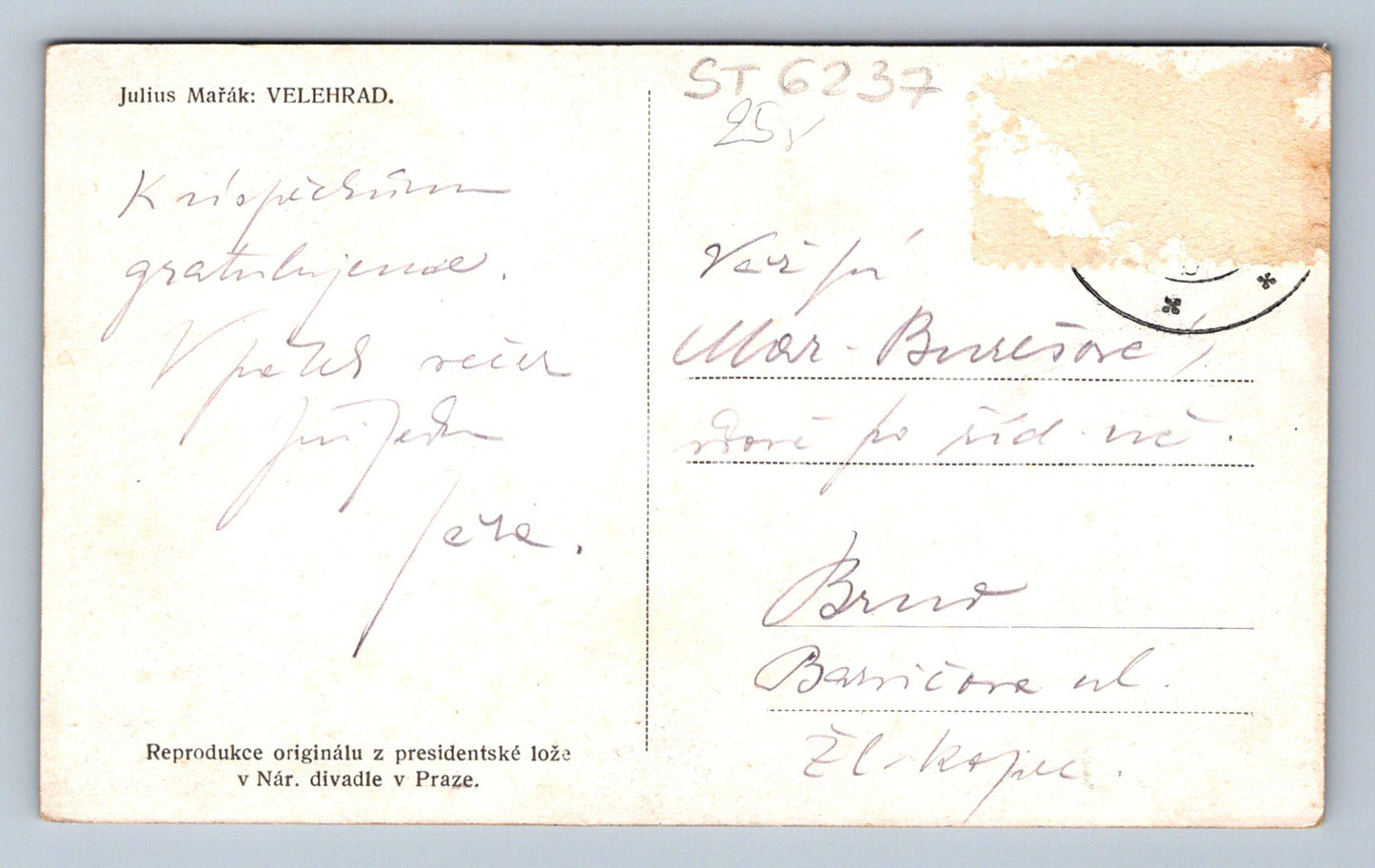 Postcard VELEHRAD (ST6237)