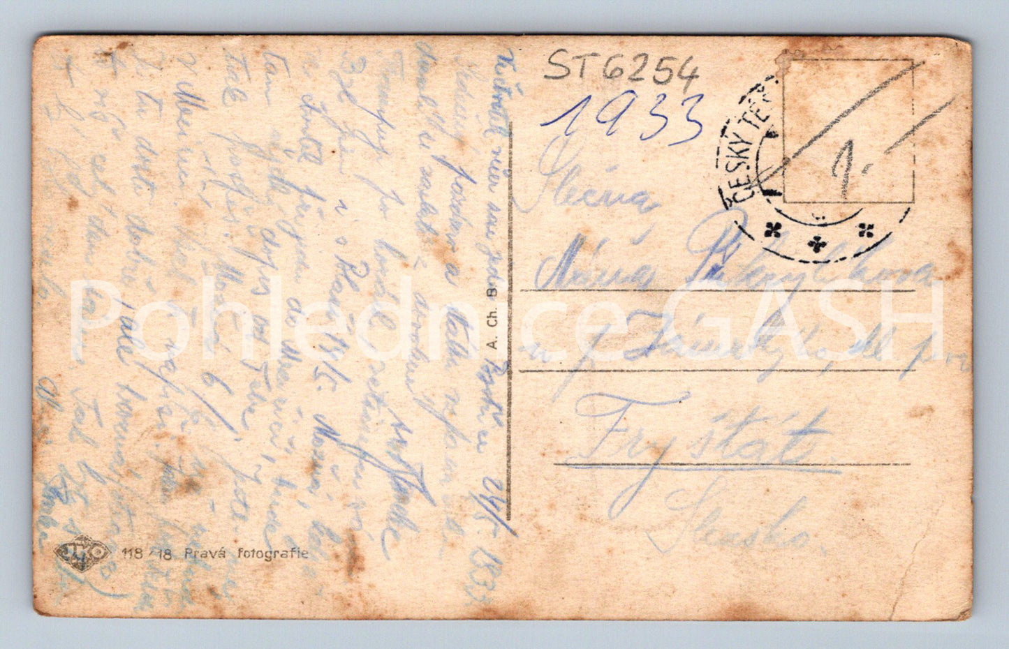 Postcard BYSTŘICE POD HOSTÝNEM (ST6254)