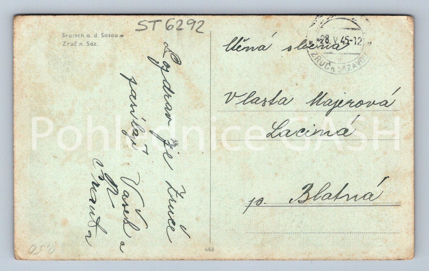 Postcard ZRUČ NAD SÁZAVOU (ST6292)