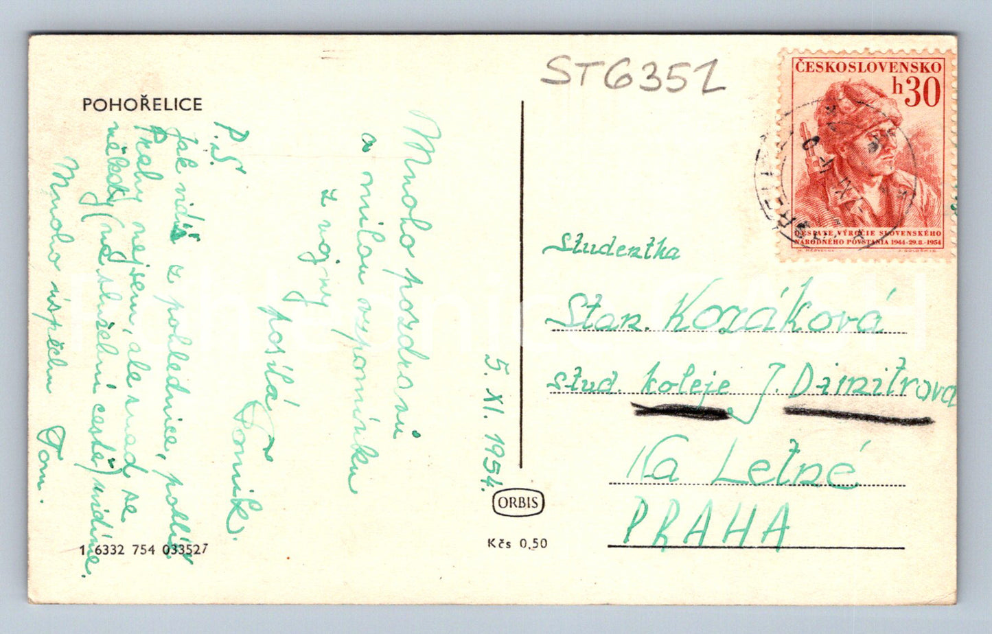 Postcard POHOŘELICE (ST6352)