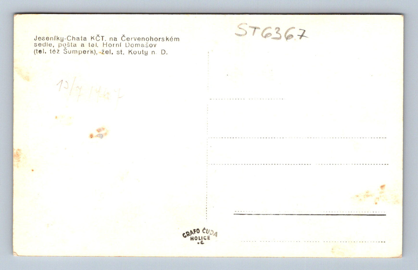 Postcard JESENÍKY (ST6367)