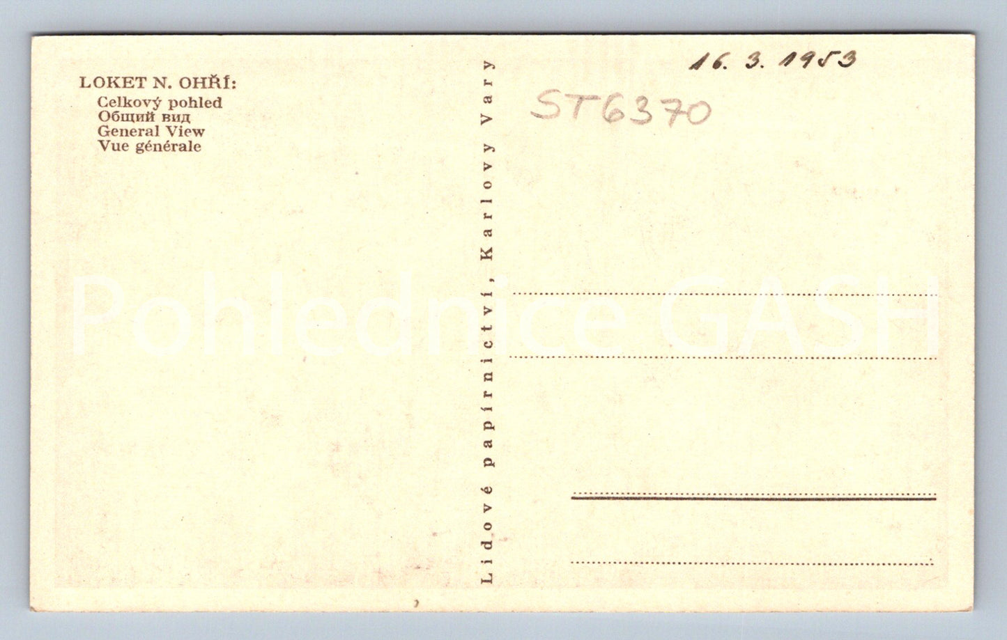 Postcard LOKET NAD OHŘÍ (ST6370)