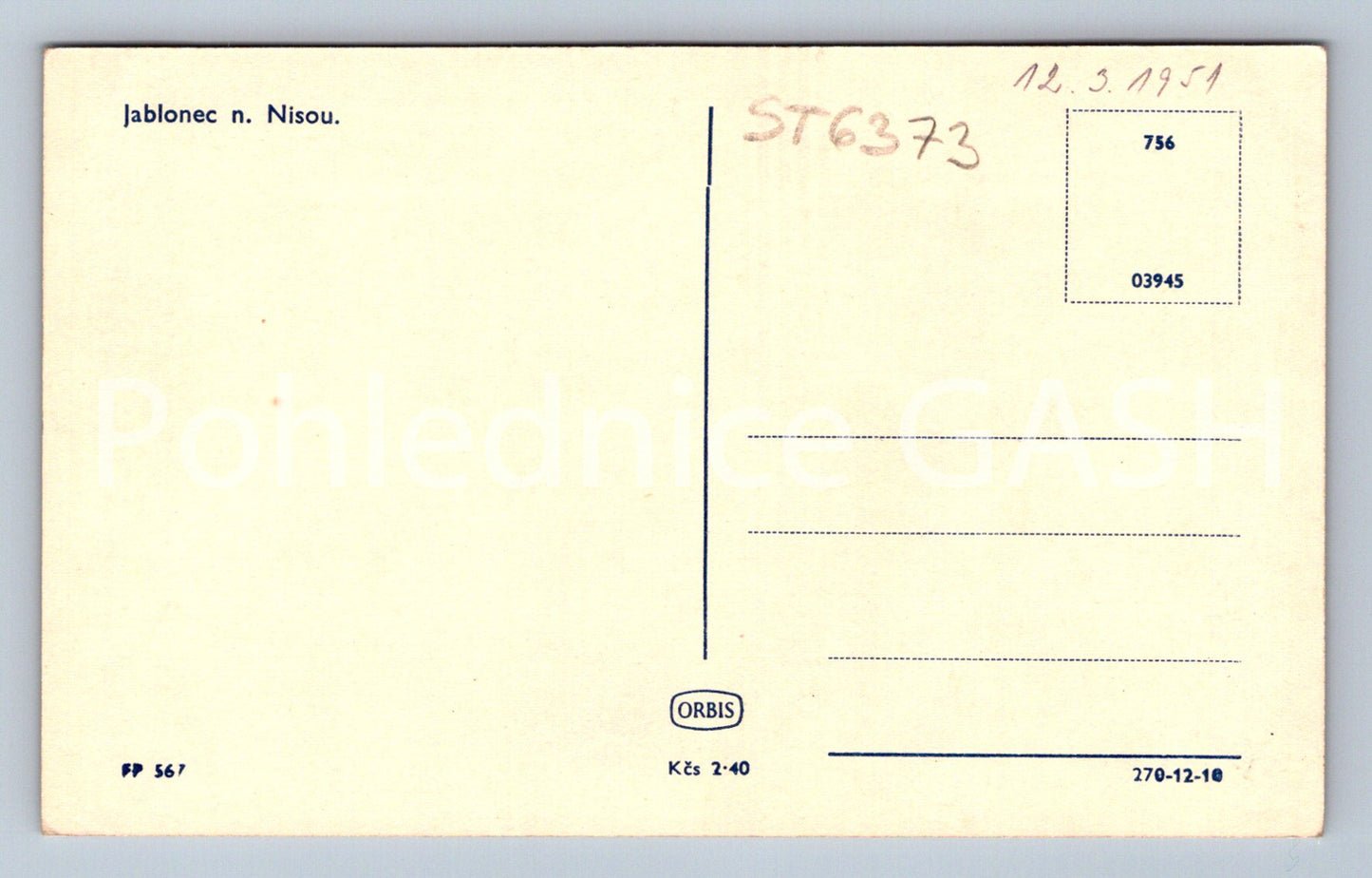 Postcard JABLONEC NAD NISOU (ST6373)