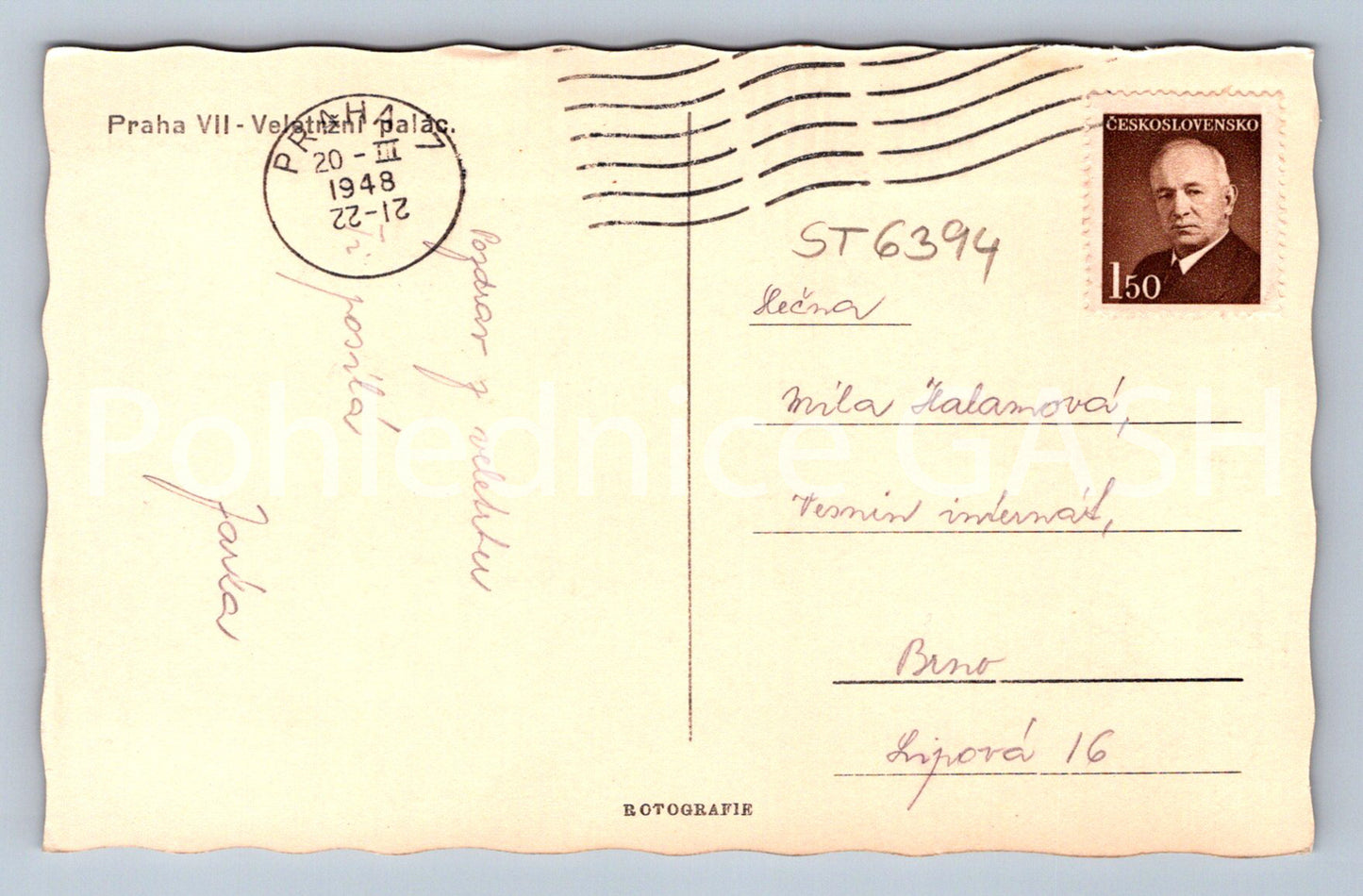 Postcard PRAGUE - FAIR PALACE (ST6394)