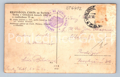 Postcard KRAMÁŘ'S COTTAGE IN THE ORLICKÉ MOUNTAINS (ST6402)